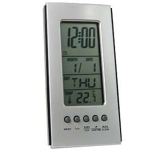  Mini Clock Thermometer w/Calendar (Silver) Electronics