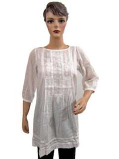   Splashed White Net Embroidered Dress Tunic Top Small Size Clothing