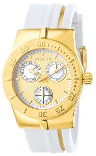 Invicta Womens Wildflower Day & Date 18k Gold Plated Case White Poly 