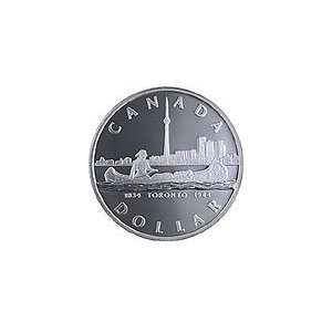 Toronto Coin Canada Silver Dollar 1984 Toronto CN Tower Ancient Canoe 