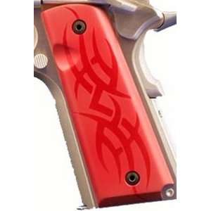 Hogue Colt & 1911 Government Grips Tribal Aluminum Red  