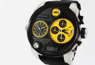 Diesel Mens XXL Chronograph SBA Black & Yellow Watch DZ7234 NEW 