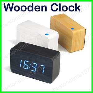   LED Maple Wooden Wood Digital Alarm Clock Thermometer B2502  