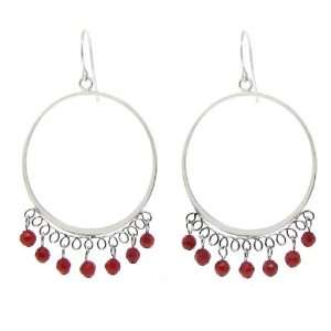  Sterling Silver Coral Round Chandelier Earrings Jewelry