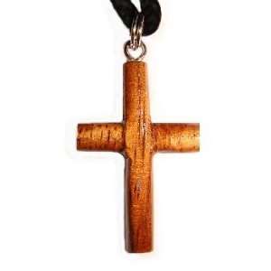    Hawaiian Koa Wood Small Cross Pendant Necklace 