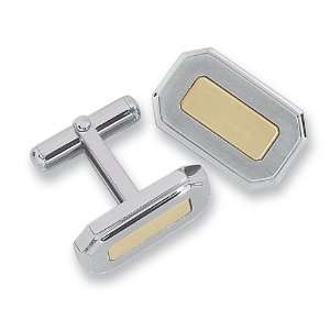 Cufflinks in Stainless Steel with 14k Yellow Gold Inlay Accent 