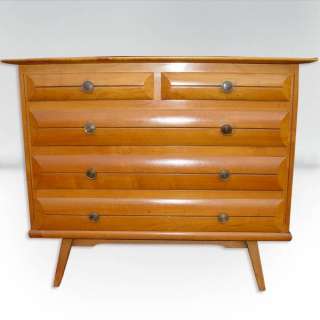 Vintage Mid Century Solid Wood 5 Drawer Dresser  