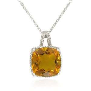   Cut Created Citrine with Cubic Zirconia Accent Pendant, 18.5 Jewelry