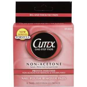 Cutex Essential Care One Step Non, Acetone Nail Polish Remover Pads, 6 