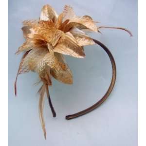  Golden Tan Dahlia Flower Headband 