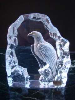 Mats Jonasson Crystal Eagle Sculpture Signed Sweden Art  