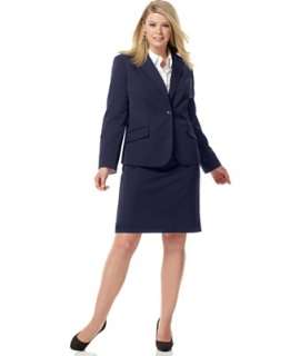   Suit, Navy One Button Jacket & Skirt   Plus Size Suits & Separates