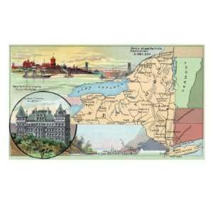  New York   Scenic Views Along with a Detailed Map of the 