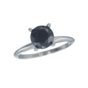  2.50 CT Black Diamond Solitaire Ring 14K White Gold In 