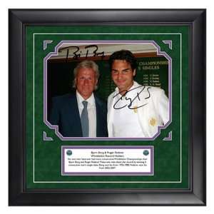  Roger Federer and Bjorn Borg Autographed Wimbledon Framed 