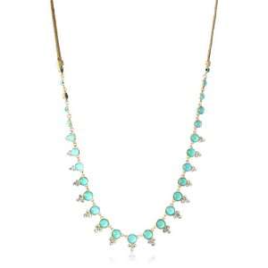  Anne Klein Gold Tone Teal and Crystal Necklace 36 