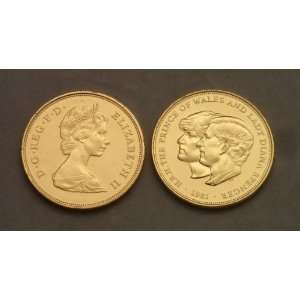 1981 Prince of Wales & Lady Diana 24k Gold Plated 1 Crown 
