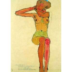 Nu assis Egon Schiele. 19.75 inches by 27.50 inches. Best Quality Art 