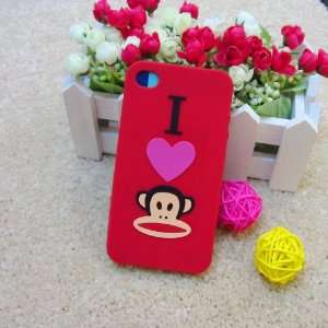  Paul Frank monkey I love silicon skin case for iphone 4 