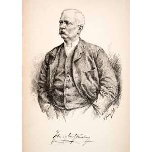 1890 Wood Engraving Sir Henry Morton Stanley Journalist 