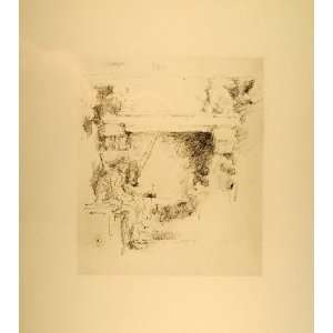  1914 James McNeill Whistler Man Fireplace Lithograph 