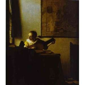 FRAMED oil paintings   Jan Vermeer   24 x 28 inches   Woman Playing a 