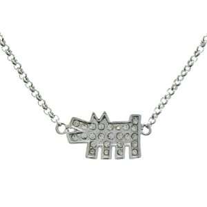 Keith Haring Dog Silver & Pave CZ Necklace