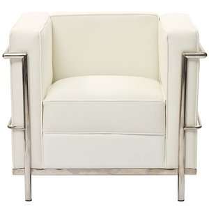 Le Corbusier Style LC2 Armchair in Genuine White Leather