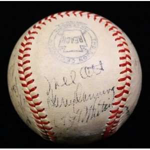  Mel Ott Autographed Baseball   1942 NY Giants Team Signed 