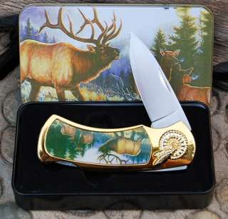   Collector Series Wildlife Lockback w/Gift Tin ELK Knife Knives  