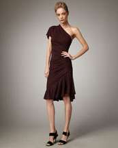 Donna Karan Slash Draped Jersey Dress   