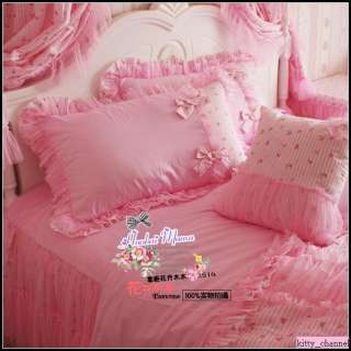 Pink Princess Sheet Quilt Cover Pillowcase Bedding Set  