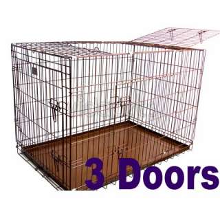 30 Brown 3 Door Folding Dog Crate Cage Kennel Three 2  