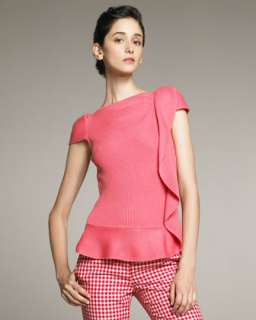 red valentino side ruffle top