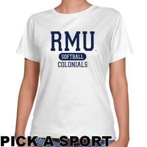 Robert Morris Colonials Ladies White Custom Sport Classic Fit T shirt 