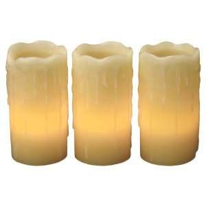 Set of 3 Everlasting Flameless Wax Candles Drip Effect  