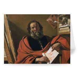St. Luke (oil on canvas) by Guercino   Greeting Card (Pack of 2)   7x5 