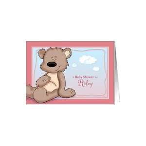 Riley   Teddy Bear Baby Shower Invitation Card