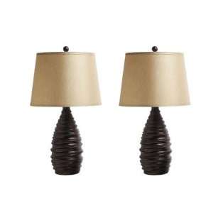  Tracey 2 Lamps and Shades in Espresso and Gold Finish 