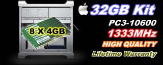 32GB KIT DDR3 PC3 10600 1333MHz ECC UNBUFFERED DIMMs for Apple 