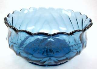 Beautiful Blue Glass Swirl Glass Bowl 6 1/2  