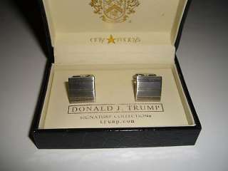   in Box DONALD J. TRUMP Mens CUFFLINKS Square Lines Silver MSRP $50.00