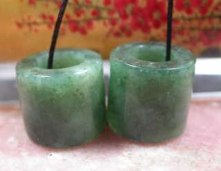 Green 100% Natural A Jade jadeite pendant Pair Circle Donut Necklace 