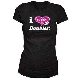   FMF Apparel Womens I Love Doubles T Shirt   Large/Black Automotive