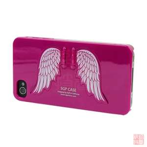 Hot Pink Angel Wing Holder Hard Case Cover For Apple iPhone 4S 4G AT&T 