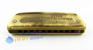10 Hole 20 Tone Boat Harmonica C Key HUANG OLD COLOR  
