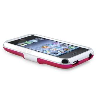 DELUXE Pink HARD CASE STAND COVER W/CHROME+Screen Protector For iPhone 