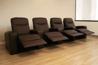 Leather Home Theater Seating   4 Brown Cannes Recliners  