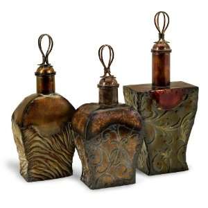  Enamel Painted Bottles Table Accent   Set of 3 Arts 
