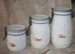   Wheaton Canisters Flour Sugar Tea Milk Glass Set Kitchenware  